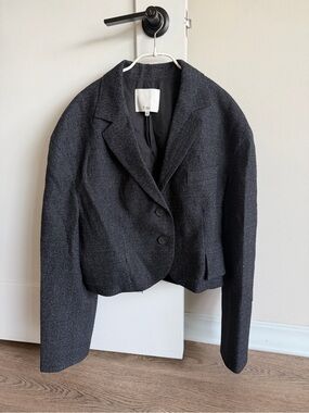 Tibi Kian Glenplaid Cropped Bomber Blazer